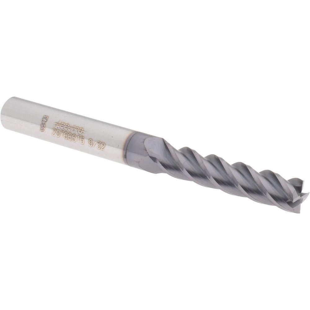 Square End Mill: 9/32" Dia, 1-1/4" LOC, 4 Flute, Solid Carbide