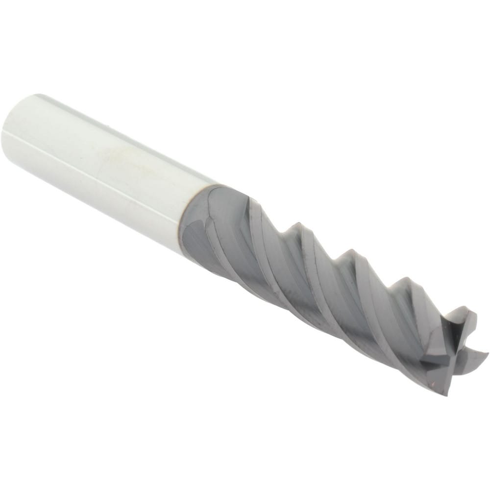 Square End Mill: 3/8" Dia, 1-3/8" LOC, 4 Flute, Solid Carbide