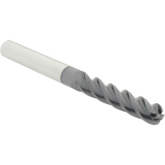 Corner Radius End Mill: 3/8" Dia, 1-3/4" LOC, 0.1300" Radius, 4 Flute, Solid Carbide