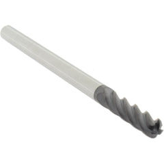 Corner Radius End Mill: 3/8" Dia, 1-1/2" LOC, 0.1300" Radius, 4 Flute, Solid Carbide