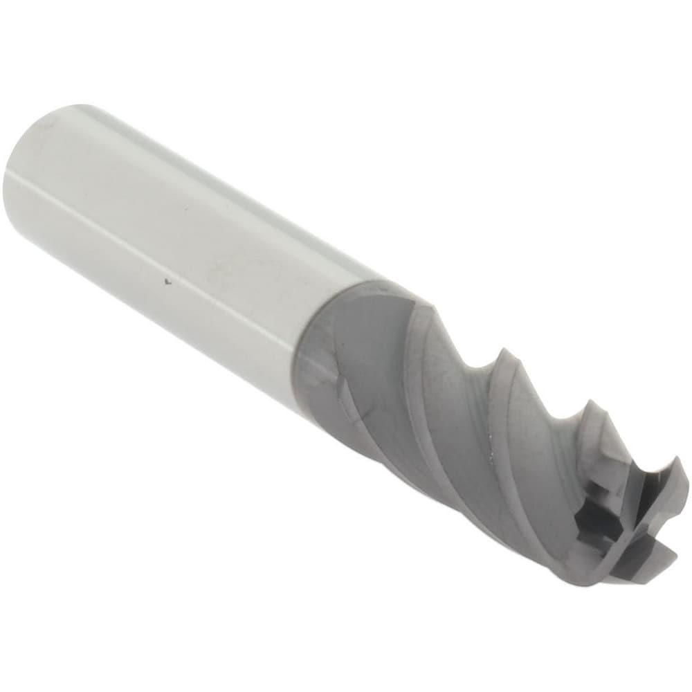 Corner Radius End Mill: 3/8" Dia, 7/8" LOC, 0.0900" Radius, 4 Flute, Solid Carbide