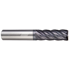 Corner Radius End Mill: 5/32" Dia, 3/4" LOC, 0.0300" Radius, 5 Flute, Solid Carbide