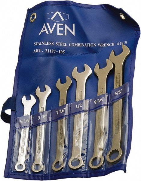 Combination Wrench Set: 6 Pc, Inch