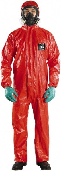 Disposable Coveralls: Chemical, Liquid & Flame Protection, Size 2X-Large, 4.95 oz, Polyester, Storm Flap w/Double Zipper Closure