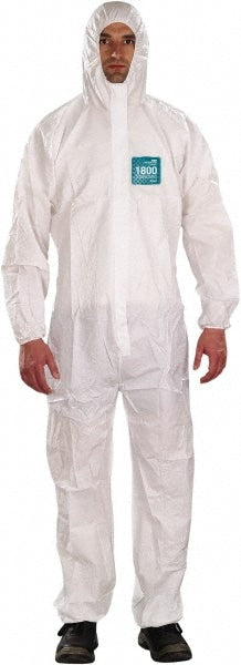 Non-Disposable Rain & Chemical-Resistant Coveralls: Size Small, White, Film Laminate