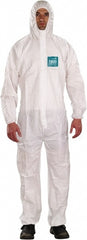 Non-Disposable Rain & Chemical-Resistant Coveralls: Size Small, White, Film Laminate