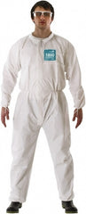 Non-Disposable Rain & Chemical-Resistant Coveralls: Size Large, White, Film Laminate