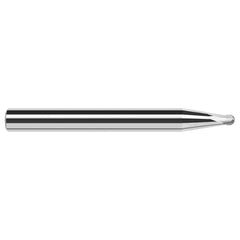 Ball End Mill: 5/64" Dia, 1/16" LOC, 2 Flute, Solid Carbide