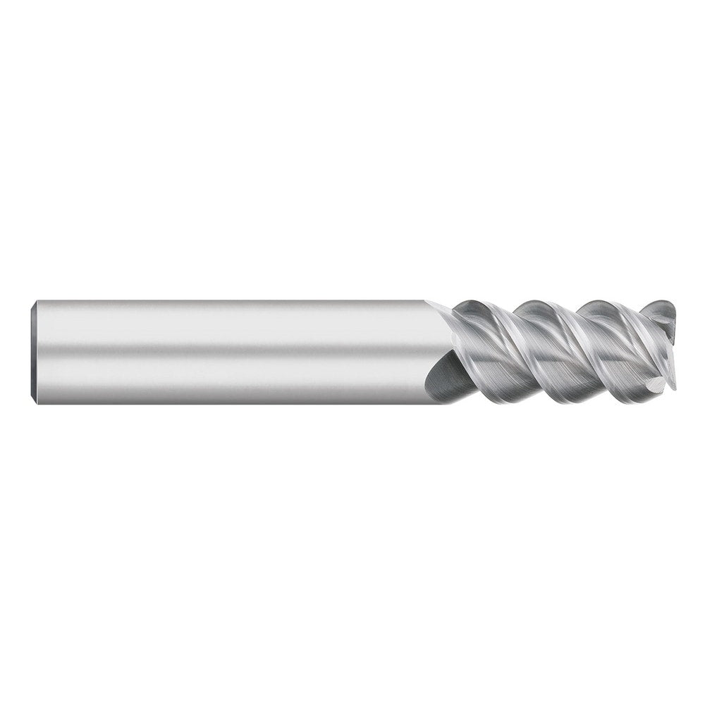 Corner Radius End Mill: 1/8" Dia, 1/2" LOC, 0.0100" Radius, 3 Flute, Solid Carbide