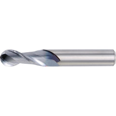 Ball End Mill: 3/8" Dia, 7/8" LOC, 2 Flute, Solid Carbide