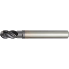 Ball End Mill: 8.00 mm Dia, 12.00 mm LOC, 4 Flute, Solid Carbide