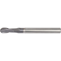 Ball End Mill: 2.00 mm Dia, 3.00 mm LOC, 2 Flute, Solid Carbide