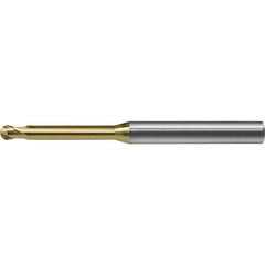 Ball End Mill: 1.00 mm Dia, 0.80 mm LOC, 2 Flute, Solid Carbide