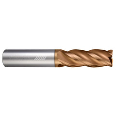 Corner Radius End Mill: 1/8" Dia, 5/8" LOC, 0.0150" Radius, 4 Flute, Solid Carbide