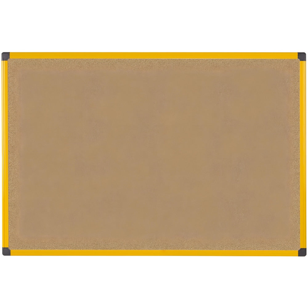 Cork Bulletin Boards; Bulletin Board Type: Open Cork Bulletin Board; Board Color: Brown; Board Material: Cork; Width (Inch): 60; Height (Inch): 40; Frame Material: Aluminum; Frame Color: Yellow