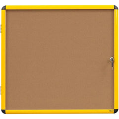 Cork Bulletin Boards; Bulletin Board Type: Enclosed Cork Bulletin Board; Board Color: Brown; Board Material: Cork; Width (Inch): 41.54; Height (Inch): 31.1; Frame Material: Aluminum; Frame Color: Yellow