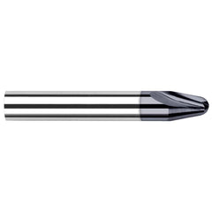 Tapered End Mill: 30 deg Angle per Side, 0.0500" Small Dia, 0.1920" LOC, 2 Flute, Tapered End