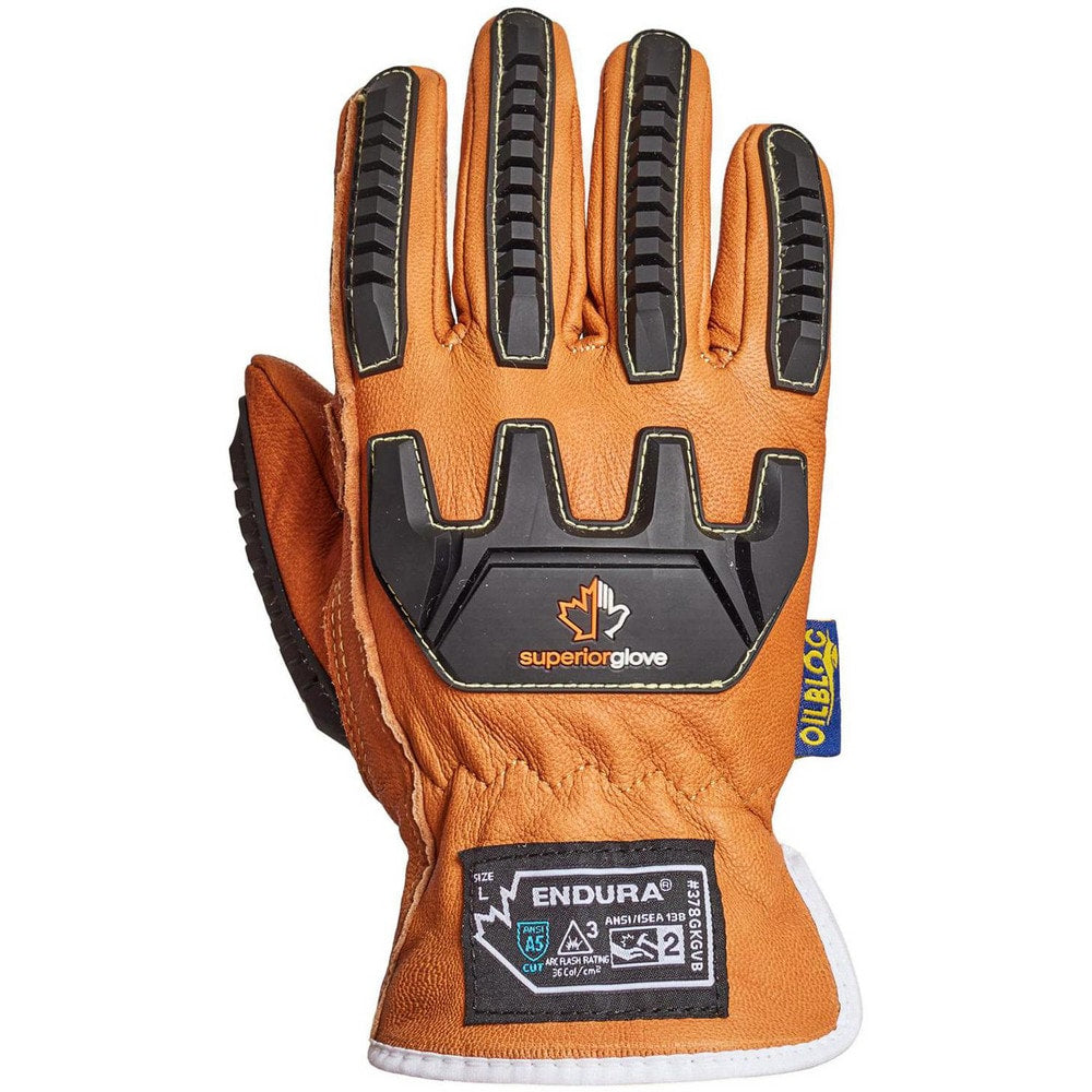 Cut, Puncture & Abrasion-Resistant Gloves: Superior Glove Works 378GKGVB, Size X-Large, ANSI Cut A5, ANSI Puncture 4, Engineered Yarn Lined, Goatskin