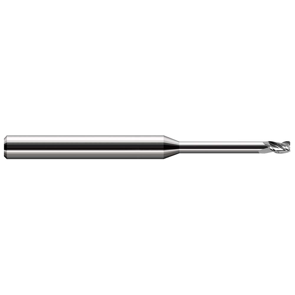 Corner Radius End Mill: 1/64" Dia, 0.022" LOC, 0.0030" Radius, 4 Flute, Solid Carbide