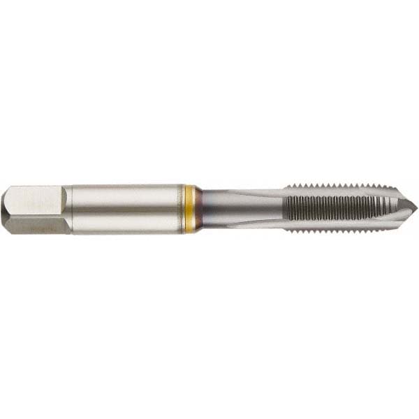 Spiral Point Tap: 7/16-20 UNF, 3 Flutes, Plug Chamfer, 2B/3B Class of Fit, HSS-E Cobalt, Ignator Coated