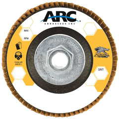 Flap Disc:  4-1/2" Dia, 5/8-11" Hole, 120 Grit, Ceramic Alumina, Type 27