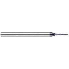 Tapered End Mill: 5 deg Angle per Side, 0.0300" Small Dia, 0.3000" LOC, 4 Flute, Tapered End