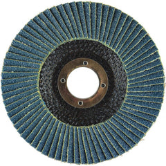 Flap Disc:  4-1/2" Dia, 5/8-11" Hole, 60 Grit, Zirconia Alumina, Type 29