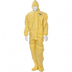 Disposable Coveralls: Chemical, Splash & Bloodborne Pathogen Protection, Size Large, 2.5000 oz, Tychem 2000, Zipper & Stormflaps Closure