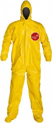 Disposable Coveralls: Chemical, Splash & Bloodborne Pathogen Protection, Size X-Large, 2.5000 oz, Tychem 2000, Zipper & Stormflaps Closure