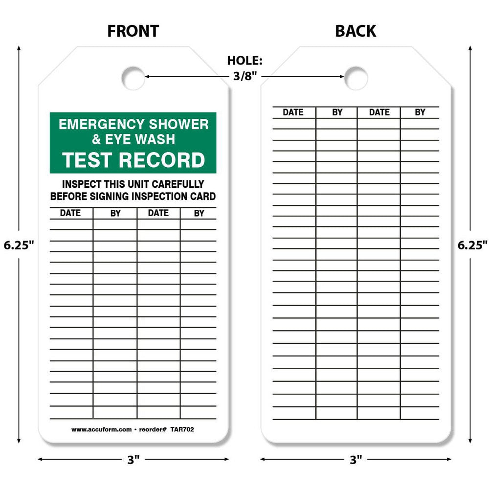 Inspection Tag: Rectangle, 6-1/4" High, Synthetic Paper, "Blank"