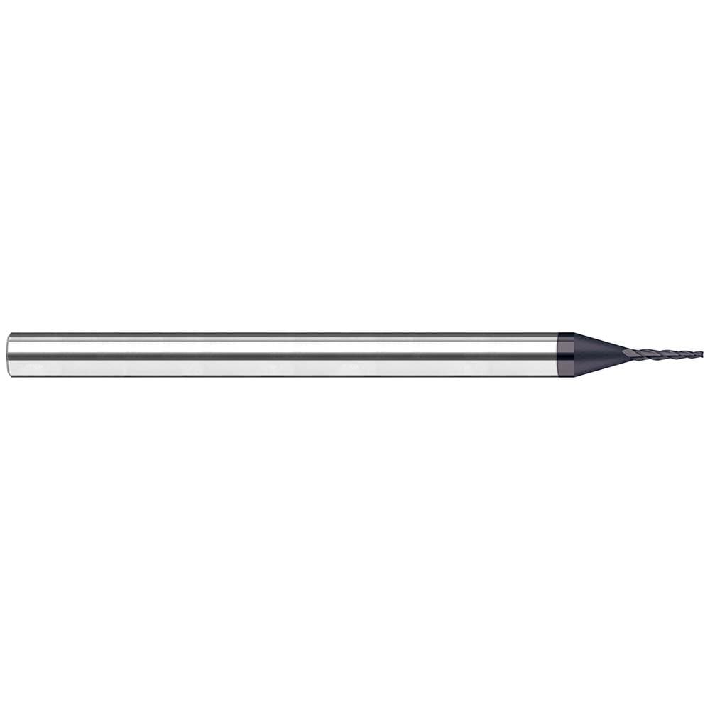 Tapered End Mill: 15 deg Angle per Side, 0.0450" Small Dia, 1/4" LOC, 4 Flute, Tapered End