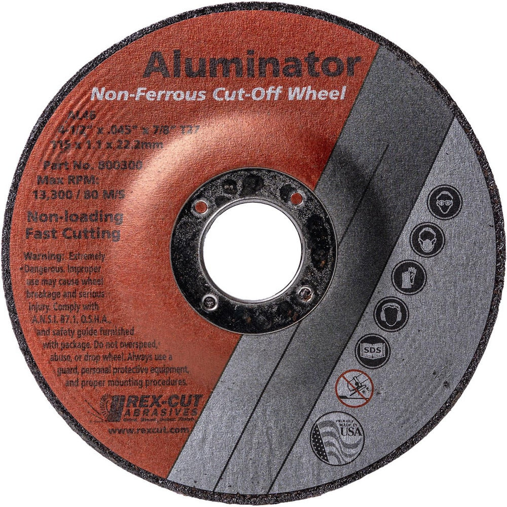 Cutoff Wheel: Type 27, 6" Dia, Aluminum Oxide