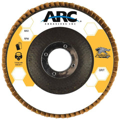 Flap Disc:  7" Dia, 5/8-11" Hole, 60 Grit, Ceramic Alumina, Type 27