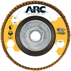 Flap Disc:  7" Dia, 5/8-11" Hole, 120 Grit, Ceramic Alumina, Type 27