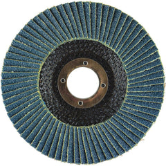 Flap Disc:  4.5" Dia, 7/8" Hole, 120 Grit, Zirconia Alumina, Type 27