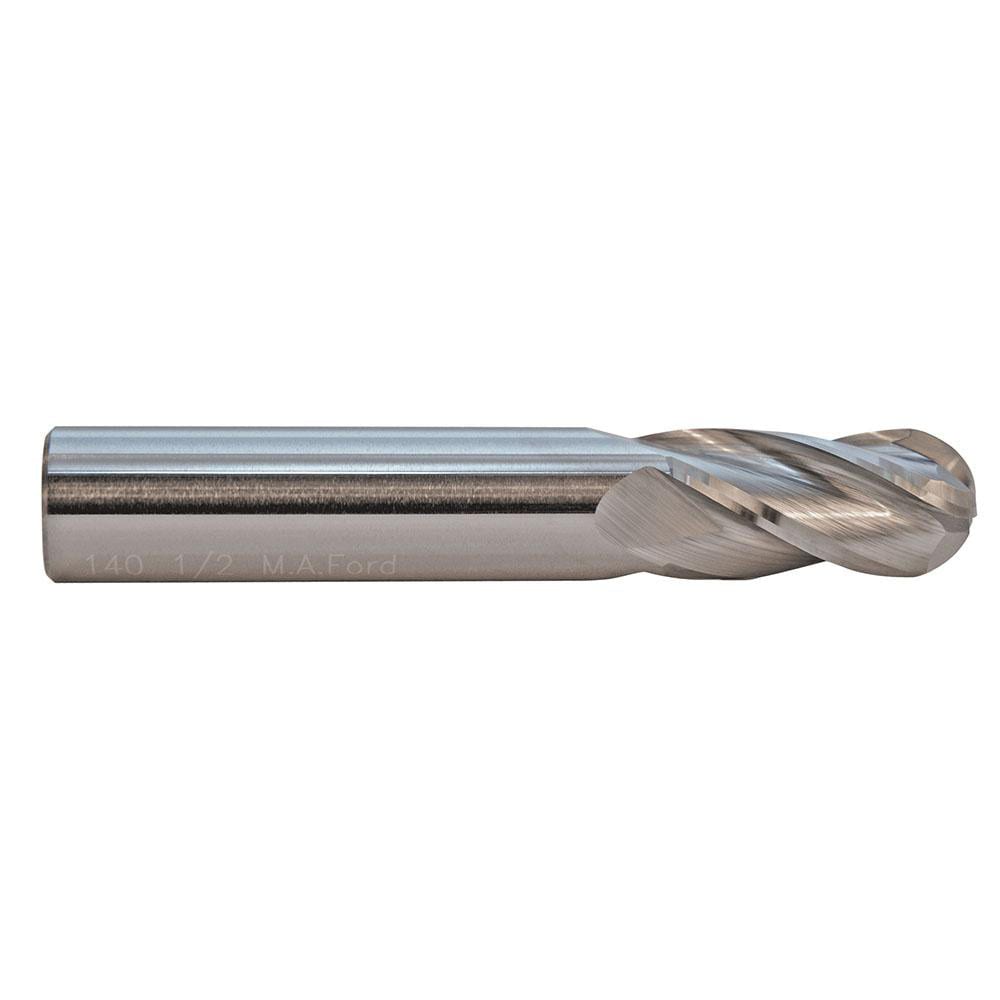 Ball End Mill: 1/4" Dia, 3/4" LOC, 4 Flute, Solid Carbide