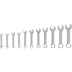 Stubby Combination Wrench Set: 11 Pc, Inch