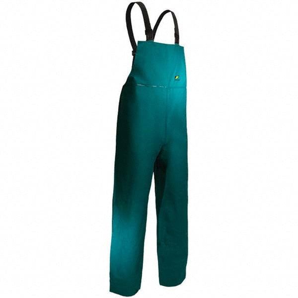 Non-Disposable Rain & Chemical-Resistant Bib Overalls: Size Small, Green, PVC