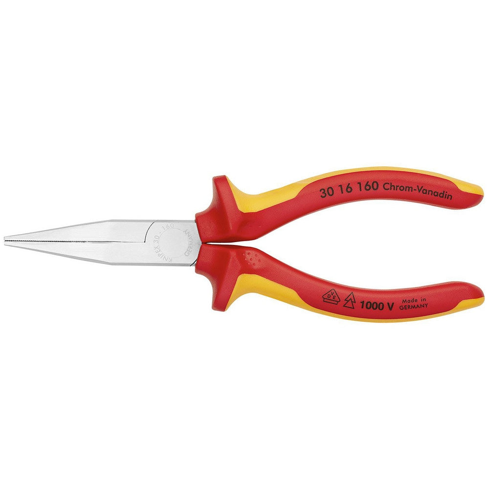 Long Nose Pliers; Pliers Type: Flat Nose Pliers, Insulated; Jaw Texture: Serrated; Jaw Length (Inch): 1-53/64; Jaw Width (Inch): 21/32