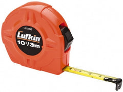 Tape Measure: 10' Long, 1/2" Width, Yellow Blade