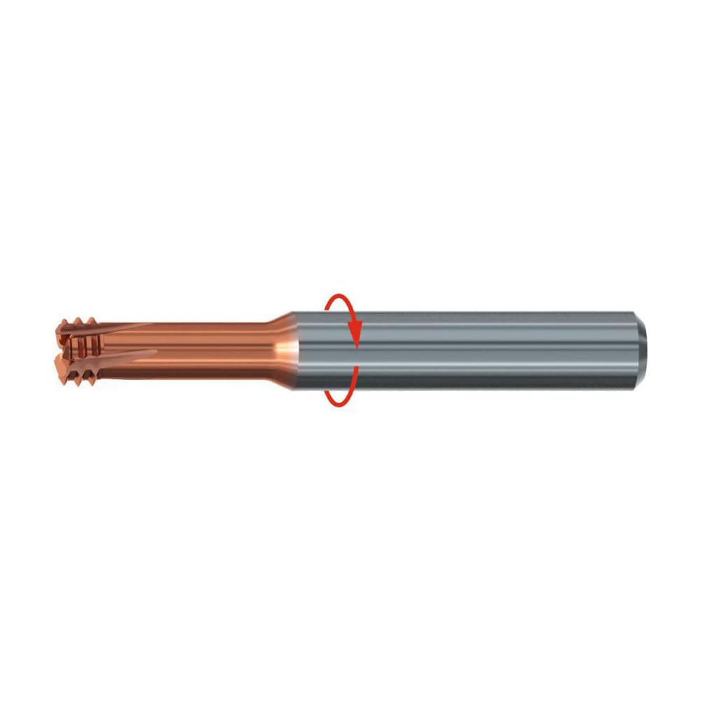 Helical Flute Thread Mill: M5x0.8, 4 Flute, 6.00 mm Shank Dia, Solid Carbide