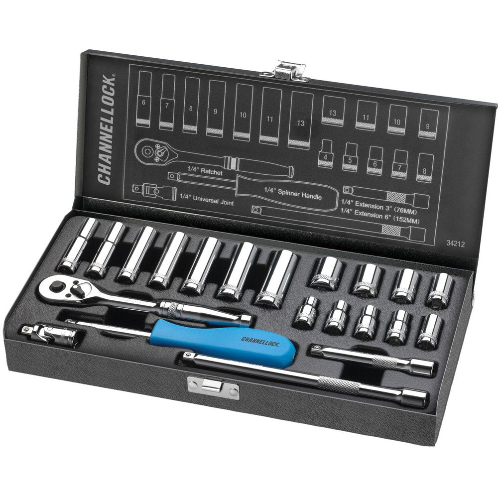 Socket Sets; Set Type: Ratchet & Socket Set; Measurement Type: Metric; Drive Size: 1/4; Minimum Size (mm): 6.00