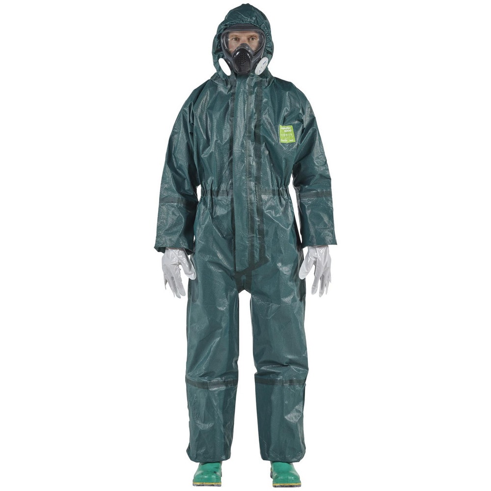 Disposable Coveralls: Size 3X-Large, 0.3292 oz, Multi-Layer Non-Woven Barrier Laminate Fabric, Double Zipper Closure