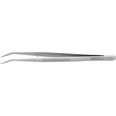 Tweezers; Tweezer Type: Fine Point; Pattern: Smooth Pointed Tip and Serrated Bent Tip; Material: Stainless Steel; Tip Type: Pointed, Angled; Tip Shape: Pointed; Overall Length (Decimal Inch): 6; Grip Style: Smooth