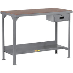 Heavy-Duty Use Workbench: 48" Wide, 24" Deep, 36" High, Powder Coated, Hardboard/Steel Top, Gray