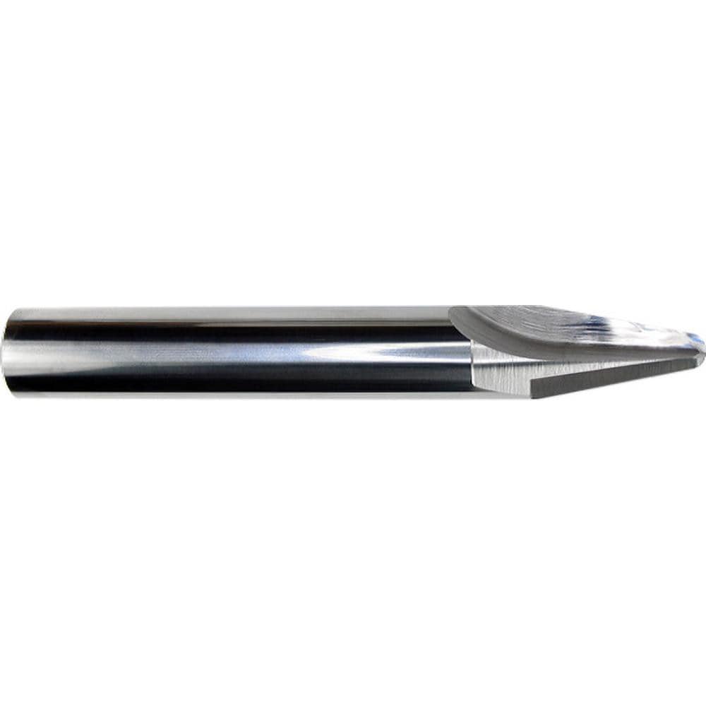 Tapered End Mill: 10 deg Angle per Side, 5/64" Small Dia, 0.3100" LOC, 1 Flute, Corner Radius End