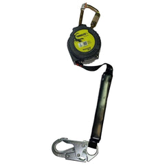 Self-Retracting Fall Limiter:  420,  9.000' Line,  Carabiner Connection,  Rebar Hook Lanyard End