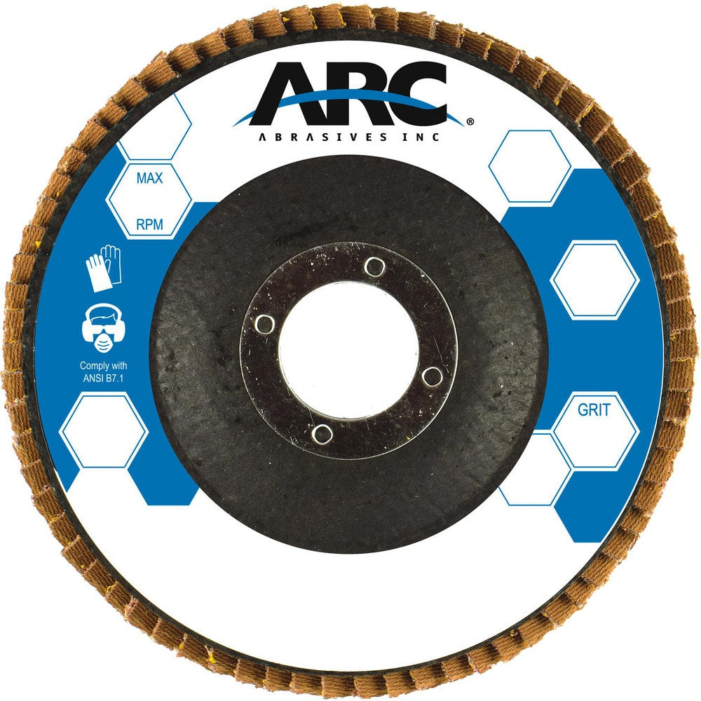 Flap Disc:  4-1/2" Dia, 7/8" Hole, 60 Grit, Zirconia Alumina, Type 29