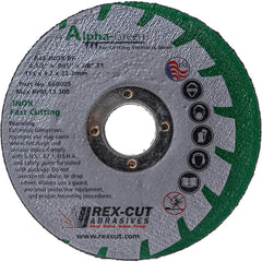 Cutoff Wheel: Type 1, 4-1/2" Dia, Aluminum Oxide