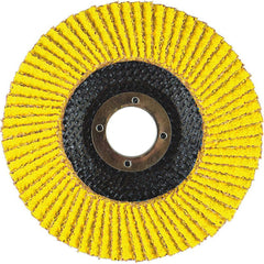 Flap Disc:  4-1/2" Dia, 7/8" Hole, 36 Grit, Zirconia Alumina, Type 29